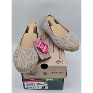 Skechers Cleo 2.0 Glitzy Daze Flat 158765-TPE Taupe Sz 7.5 - Store Sample